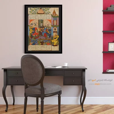 خرید تابلو نقاشی مینیاتور اصیل ایرانی - بازگشتن رستم به درگاه شاه – تابلو نقاشی ایرانی - اسپو دکور