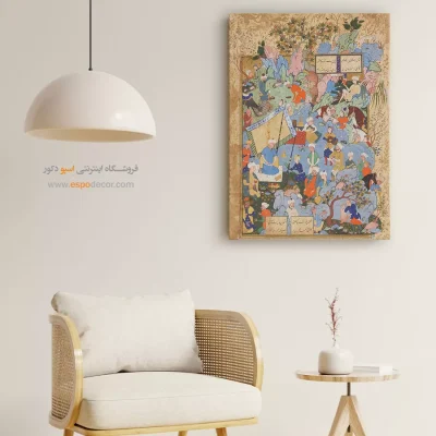خرید تابلو نقاشی مینیاتور خاص ایرانی - رفتن اسکندر به ظلمات و رسیدن بر زمینی پر از سنگریزه – تابلو نقاشی ایرانی - اسپو دکور