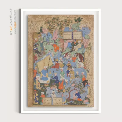 خرید تابلو نقاشی مینیاتور خاص ایرانی - رفتن اسکندر به ظلمات و رسیدن بر زمینی پر از سنگریزه – تابلو نقاشی ایرانی - اسپو دکور