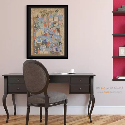 خرید تابلو نقاشی مینیاتور خاص ایرانی - رفتن اسکندر به ظلمات و رسیدن بر زمینی پر از سنگریزه – تابلو نقاشی ایرانی - اسپو دکور