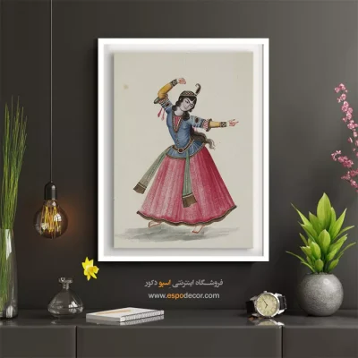 خرید تابلو نقاشی مینیاتور زیبا - رقص دخترانه با دست و پای حنا بسته – تابلو نقاشی ایرانی - اسپو دکور