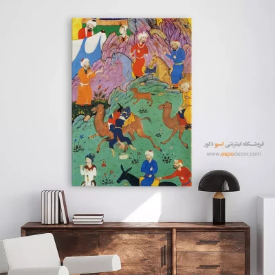 خرید تابلو نقاشی مینیاتور قدیمی - رقص شتر عابد – تابلو نقاشی ایرانی - اسپو دکور