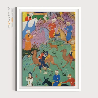 خرید تابلو نقاشی مینیاتور قدیمی - رقص شتر عابد – تابلو نقاشی ایرانی - اسپو دکور