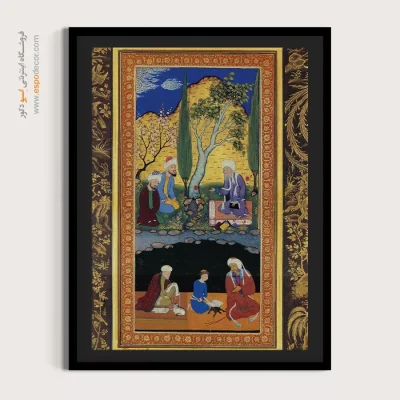 خرید تابلو هنری مینیاتور - در محضر زاهد – تابلو نقاشی ایرانی - اسپو دکور