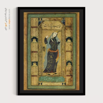 خرید تابلو هنری مینیاتور دست‌ساز ایرانی - زنی ایستاده – تابلو نقاشی ایرانی - اسپو دکور