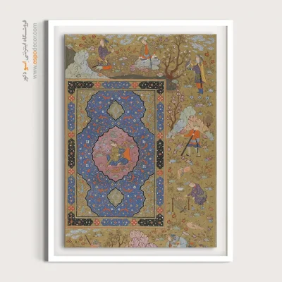 خرید تابلو هنری مینیاتور شیک - زن جوان – تابلو نقاشی ایرانی - اسپو دکور