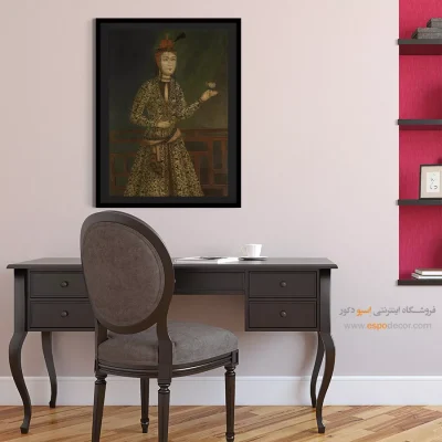 خرید دکور هنری - بانوی نجیب زاده با گل رز – تابلو نقاشی ایرانی - اسپو دکور