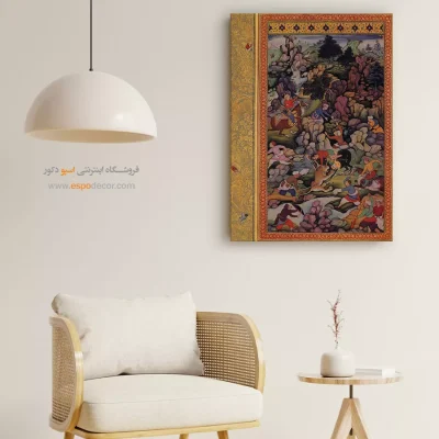 خرید مینیاتور دست‌ساز - شکارگاه – تابلو نقاشی ایرانی - اسپو دکور
