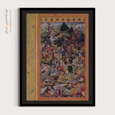 خرید مینیاتور دست‌ساز - شکارگاه – تابلو نقاشی ایرانی - اسپو دکور