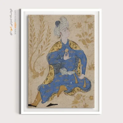 خرید هنر نقاشی سنتی - شاپور با میوه ای در دست – تابلو نقاشی ایرانی - اسپو دکور