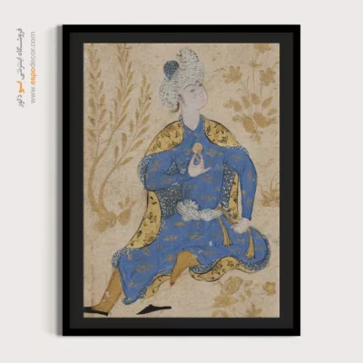 خرید هنر نقاشی سنتی - شاپور با میوه ای در دست – تابلو نقاشی ایرانی - اسپو دکور