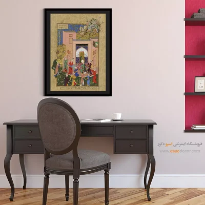 سفارش تابلو نقاشی - یوسف در باغ زلیخا برای ندیمه‌هایش موعظه می‌کند – تابلو نقاشی ایرانی - اسپو دکور