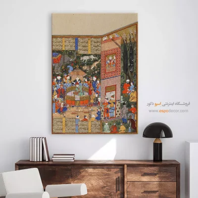 عکس تابلو - فرستادگان سلم و تور در پیشگاه فریدون – تابلو نقاشی ایرانی - اسپو دکور