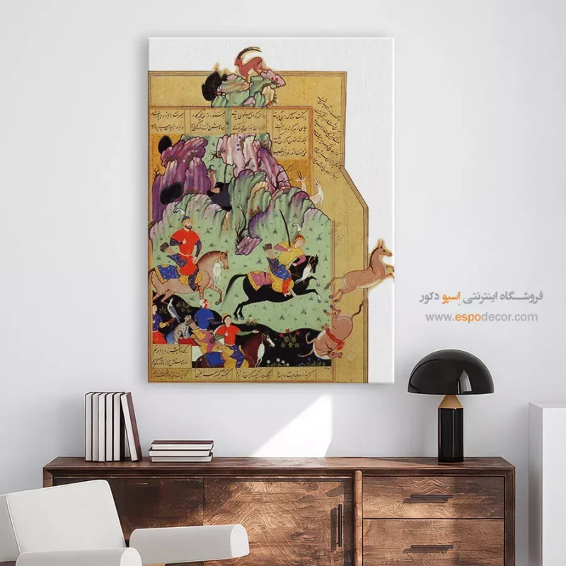 صحنه جنگ سیاوش و افراسیاب - تابلو نقاشی ایرانی - Image 3