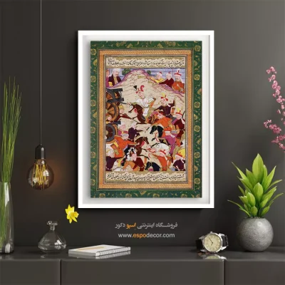 فروش تابلو نگارگری - شاه اسماعیل در نبرد چالدران – تابلو نقاشی ایرانی - اسپو دکور