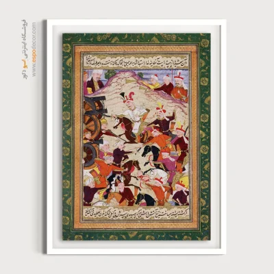 فروش تابلو نگارگری - شاه اسماعیل در نبرد چالدران – تابلو نقاشی ایرانی - اسپو دکور