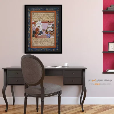 فروش تابلوهای دکوراتیو - شاه اسماعیل اول بر تخت پادشاهي – تابلو نقاشی ایرانی - اسپو دکور