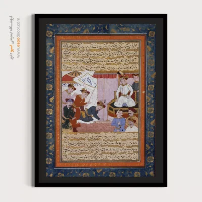 فروش تابلوهای دکوراتیو - شاه اسماعیل اول بر تخت پادشاهي – تابلو نقاشی ایرانی - اسپو دکور
