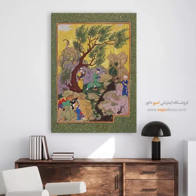 فروش تابلوهای نقاشی - شاه جمشید روی سنگ می نویسد – تابلو نقاشی ایرانی - اسپو دکور