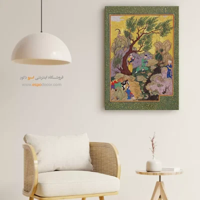 فروش تابلوهای نقاشی - شاه جمشید روی سنگ می نویسد – تابلو نقاشی ایرانی - اسپو دکور