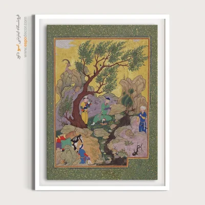 فروش تابلوهای نقاشی - شاه جمشید روی سنگ می نویسد – تابلو نقاشی ایرانی - اسپو دکور