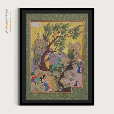 فروش تابلوهای نقاشی - شاه جمشید روی سنگ می نویسد – تابلو نقاشی ایرانی - اسپو دکور