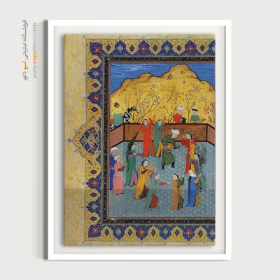 قیمت تابلو نگارگری - جشن و طرب – تابلو نقاشی ایرانی - اسپو دکور