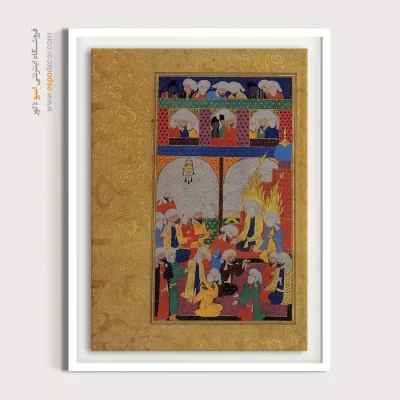 نقاشی مینیاتور روی بوم - داستانهایی از فضایل امام علی – تابلو نقاشی ایرانی - اسپو دکور