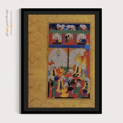 نقاشی مینیاتور روی بوم - داستانهایی از فضایل امام علی – تابلو نقاشی ایرانی - اسپو دکور