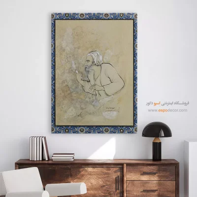 نقاشی های قهوهخانهای - دی شیخ با چراغ همی گشت گرد شهر – تابلو نقاشی ایرانی - اسپو دکور