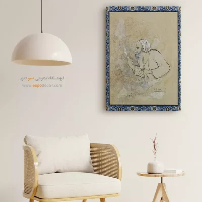 نقاشی های قهوهخانهای - دی شیخ با چراغ همی گشت گرد شهر – تابلو نقاشی ایرانی - اسپو دکور