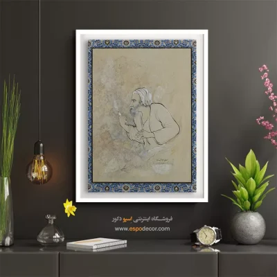 نقاشی های قهوهخانهای - دی شیخ با چراغ همی گشت گرد شهر – تابلو نقاشی ایرانی - اسپو دکور