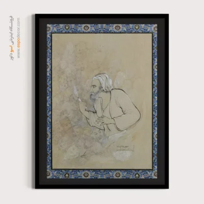 نقاشی های قهوه‌خانه‌ای - دی شیخ با چراغ همی‌ گشت گرد شهر – تابلو نقاشی ایرانی - اسپو دکور