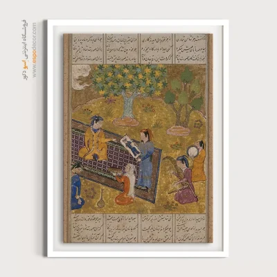 هنر اصیل ایرانی - شیرین خسرو را برای اولین بار می بیند – تابلو نقاشی ایرانی - اسپو دکور