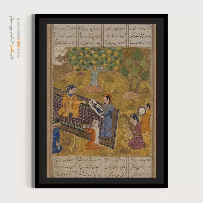 هنر اصیل ایرانی - شیرین خسرو را برای اولین بار می بیند – تابلو نقاشی ایرانی - اسپو دکور