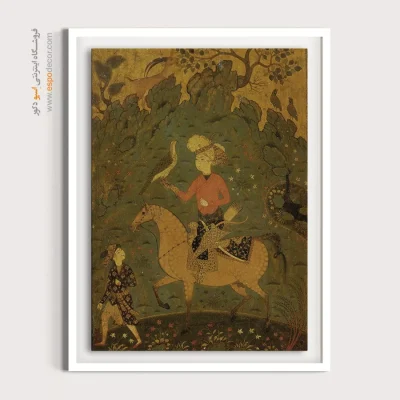 هنر تزئینی ایرانی - سوار با شاهین – تابلو نقاشی ایرانی - اسپو دکور