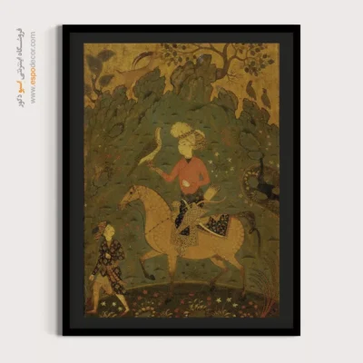 هنر تزئینی ایرانی - سوار با شاهین – تابلو نقاشی ایرانی - اسپو دکور