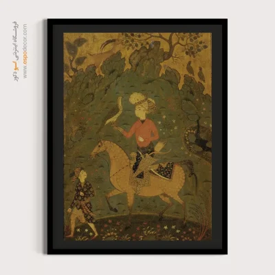هنر تزئینی ایرانی - سوار با شاهین – تابلو نقاشی ایرانی - اسپو دکور