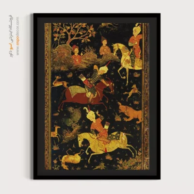 هنر دستساز اصیل - صحافی لاکی زیبای صفوی – تابلو نقاشی ایرانی - اسپو دکور