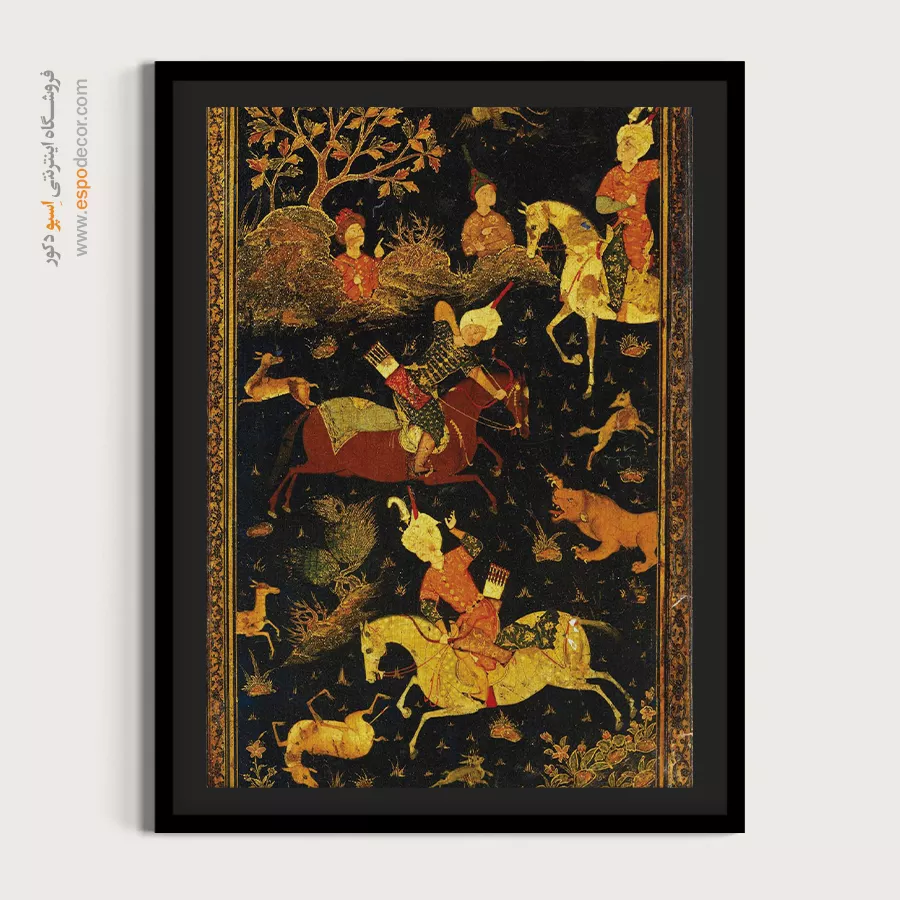 هنر دستساز اصیل - صحافی لاکی زیبای صفوی – تابلو نقاشی ایرانی - اسپو دکور