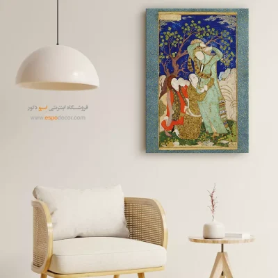 تابلو عاشقانه - عاشقان و ناظر شگفت زده  – تابلو نقاشی ایرانی - اسپو دکور