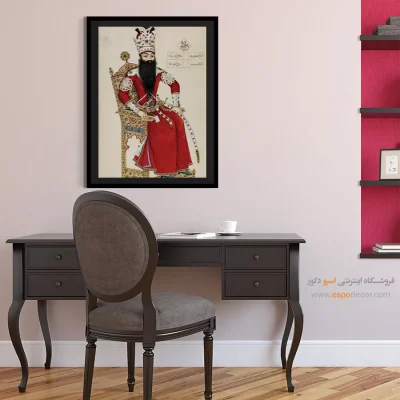 تابلو نقاشی قاجار - فتحعلی شاه بر تخت – تابلو نقاشی ایرانی - اسپو دکور