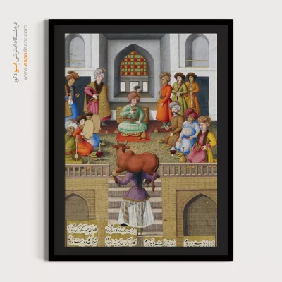 تابلو نقاشی کتاب شاعران معروف - کنیز، بهرام گور را تحت تأثیر قرار میدهد – تابلو نقاشی ایرانی - اسپو دکور