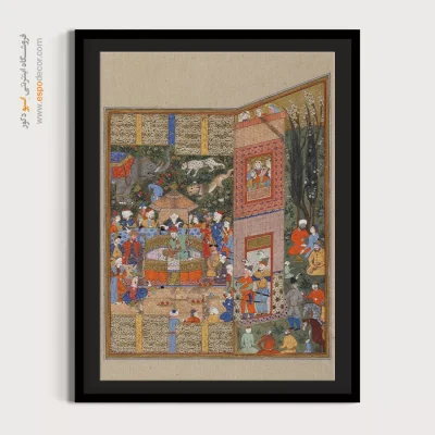 تابلو زیبا شیرین و فرهاد - فرستادگان سلم و تور در حضور فریدون – تابلو نقاشی ایرانی - اسپو دکور