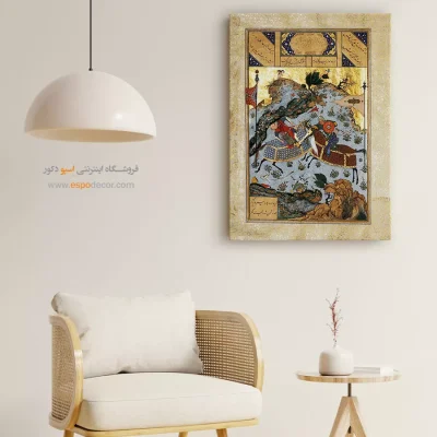 خرید نقاشی های سنتی برای رستوران - کشته شدن کلباد به دست فریبرز – تابلو نقاشی ایرانی - اسپو دکور