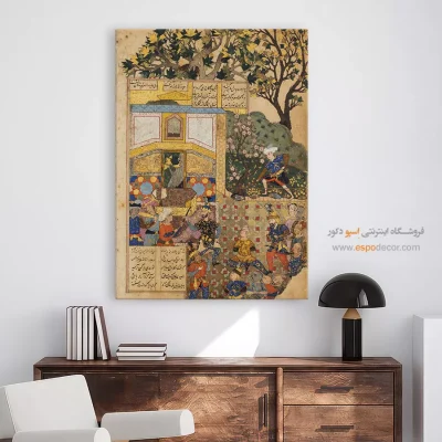 تابلو هنر نگارگری - کشته شدن نوذر به دست افراسیاب – تابلو نقاشی ایرانی - اسپو دکور