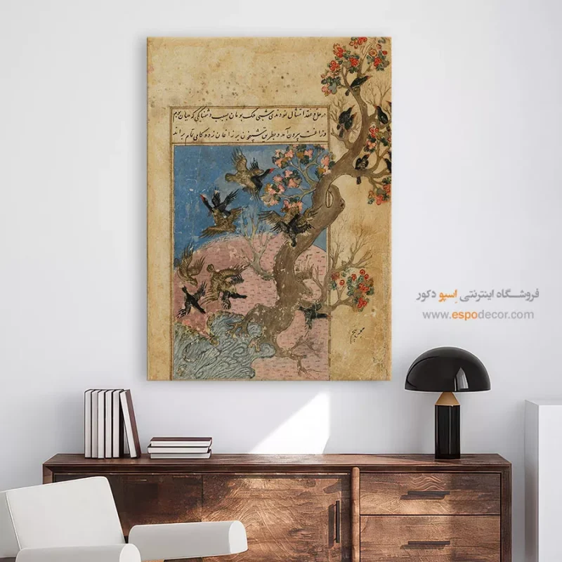 داستان زاغ و جغد - تابلو نقاشی ایرانی - Image 3