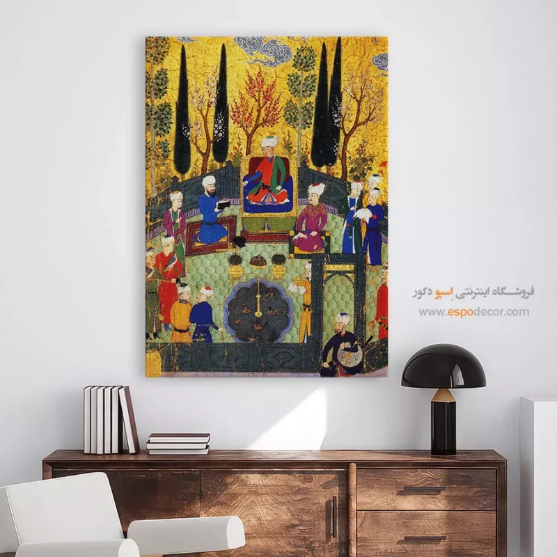 برزویه کتاب کلیله و دمنه را نزد انشیروان می برد  - تابلو نقاشی ایرانی - Image 3