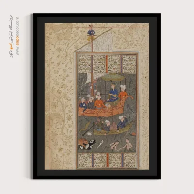 خرید تابلو هنری - گذشتن کیخسرو از دریا – تابلو نقاشی ایرانی - اسپو دکور