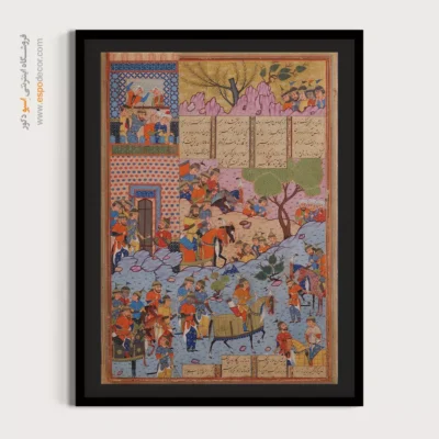 خرید تابلو هنری تزئینی - گردآفرید در برابر سپیددژ  – تابلو نقاشی ایرانی - اسپو دکور